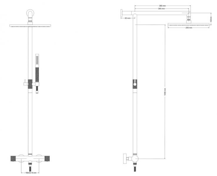 Cassøe Crystal Cut komplet brusesystem - T8 - Børstet kobber Cassøe Crystal Cut komplet brusesystem - T8 - Børstet kobber