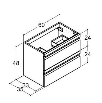 Dansani Luna Urban Mini vaskeskab 60*48 m/skuffer - Hvid mat lak