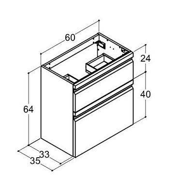 Dansani Luna Mini vaskeskab 60*64 m/skuffer - Hvid mat lak Dansani Luna Mini vaskeskab 60*64 m/skuffer - Hvid mat lak