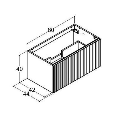 Dansani Luna Urban 80 underskab m/skuffe og riflet front - Hvid mat
