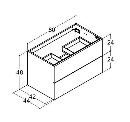 Dansani Luna vaskeskab 80x48 m/skuffer - Hvid mat Dansani Luna vaskeskab 80x48 m/skuffer - Hvid mat