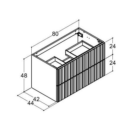 Dansani Luna vaskeskab 80x40 m/skuffer - Hvid mat/riflet Dansani Luna vaskeskab 80x40 m/skuffer - Hvid mat/riflet