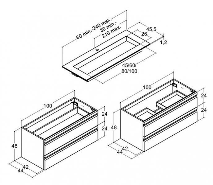 Dansani Luna Urban 200 møbelsæt m/Angular vask og integrerede greb - Valgfri farve Dansani Luna Urban 200 møbelsæt m/Angular vask og integrerede greb - Valgfri farve