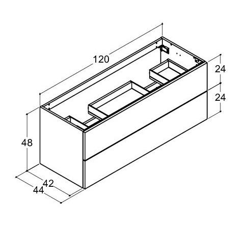 Dansani Luna vaskeskab 120x48 til dobbeltvask - Mat hvid