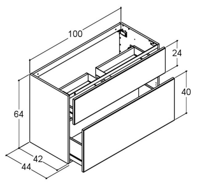 Dansani Luna Urban 100 møbelsæt m/Kantate vask og skuffer - Høj - Hvid mat