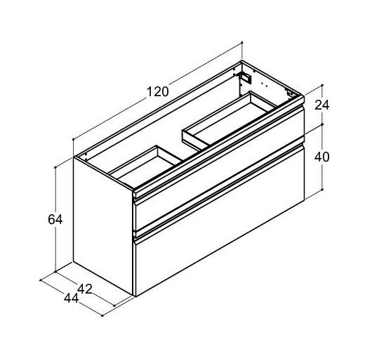Dansani Luna vaskeskab 120*64 m/skuffer - Hvid mat lak