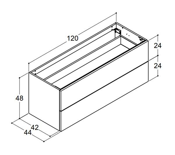 Dansani Luna Urban 120 sideskab m/skuffer - Hvid mat