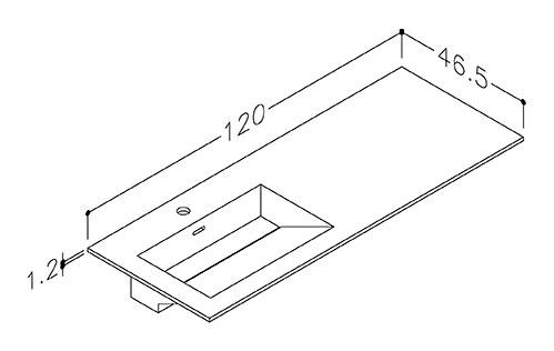 Strømberg Corian 120 møbelvask - Vask til venstre - Mat hvid Strømberg Corian 120 møbelvask - Vask til venstre - Mat hvid