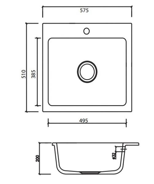 Lavabo Mera 57 porcelænskøkkenvask m/køkkenarmatur i poleret messing Lavabo Mera 57 porcelænskøkkenvask m/køkkenarmatur i poleret messing