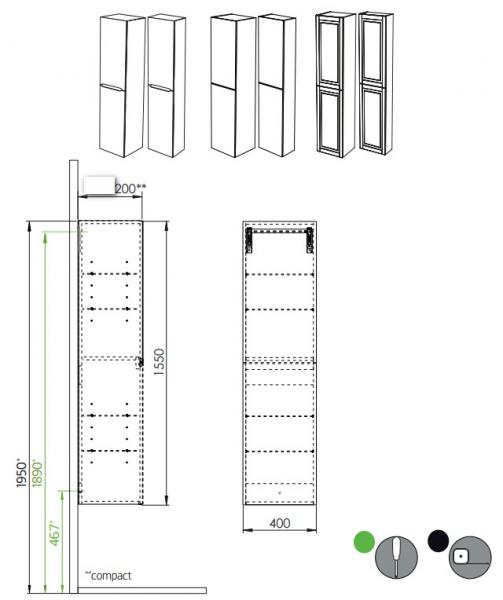 Hafa Grace kompakt højskab - Mat hvid ramme Hafa Grace kompakt højskab - Mat hvid ramme