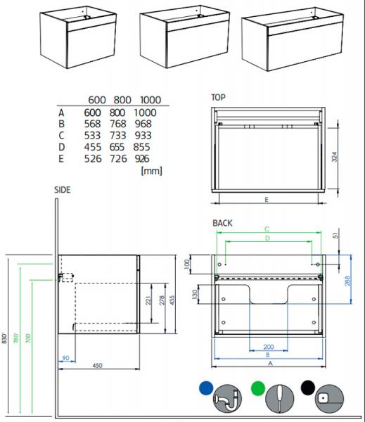 Hafa Haze 60 møbelpakke m/bowlevask - Mat grøn Hafa Haze 60 møbelpakke m/bowlevask - Mat grøn