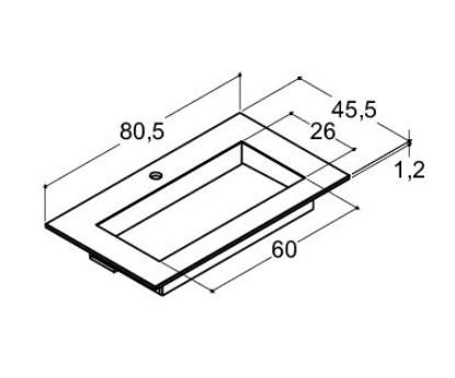 Dansani Angular 80 håndvask t/møbel - Blanco Zeus