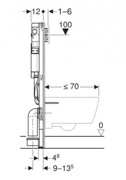 Geberit Duofix element t/væghængt toilet m/Sigma indbygningscisterne 112 cm