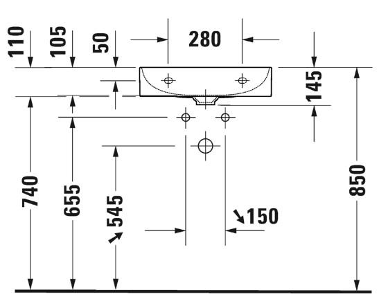 Duravit DuraSquare 50 møbelvask - 1 hanehul - Uden overløb Duravit DuraSquare 50 møbelvask - 1 hanehul - Uden overløb