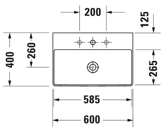 Duravit DuraSquare 60 compact håndvask t/væg eller møbel - Uden hanehul - Uden overløb Duravit DuraSquare 60 compact håndvask t/væg eller møbel - Uden hanehul - Uden overløb