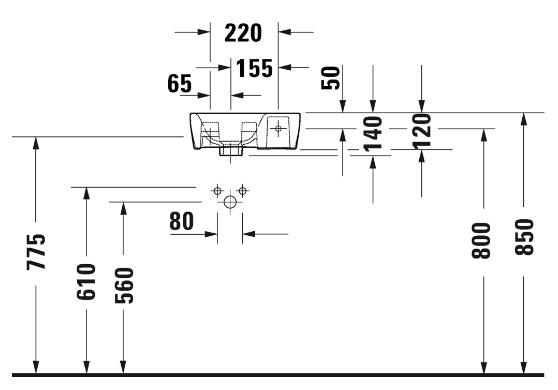 Duravit No.1 håndvask t/væg - Højre - Uden overløb Duravit No.1 håndvask t/væg - Højre - Uden overløb