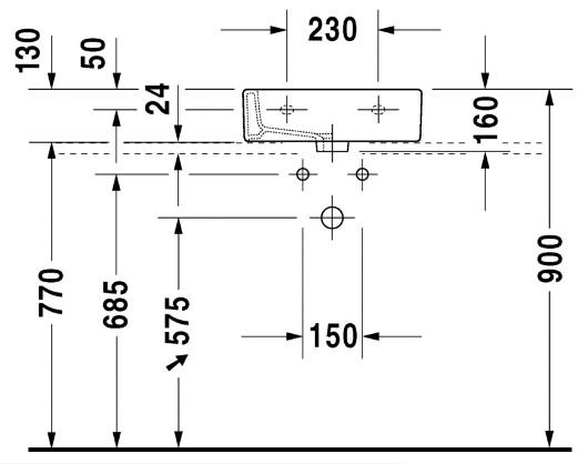 Duravit Vero 45 bowlevask op til væg - 1 hanehul Duravit Vero 45 bowlevask op til væg - 1 hanehul