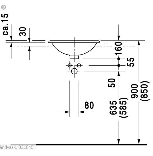 Duravit Architec Ø45 vask t/nedfældning - Uden hanehul Duravit Architec Ø45 vask t/nedfældning - Uden hanehul