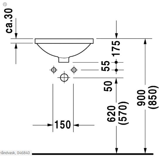 Duravit Architec Ø40 håndvask t/underlimning - Uden hanehul - Med overløb Duravit Architec Ø40 håndvask t/underlimning - Uden hanehul - Med overløb