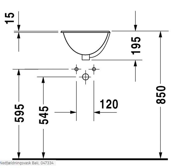 Duravit Architec Bali Ø33 håndvask t/nedfældning - Uden hanehul Duravit Architec Bali Ø33 håndvask t/nedfældning - Uden hanehul