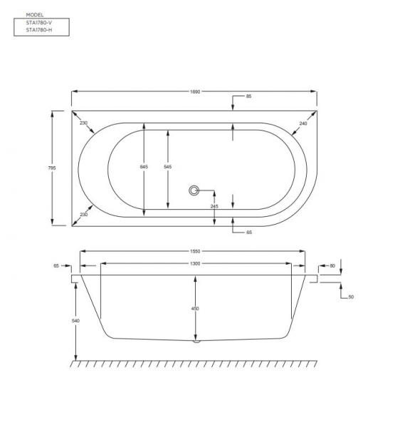 Strømberg Status badekar t/indbygning - 170 x 80 - Venstre - 1 ryglæn Strømberg Status badekar t/indbygning - 170 x 80 - Venstre - 1 ryglæn