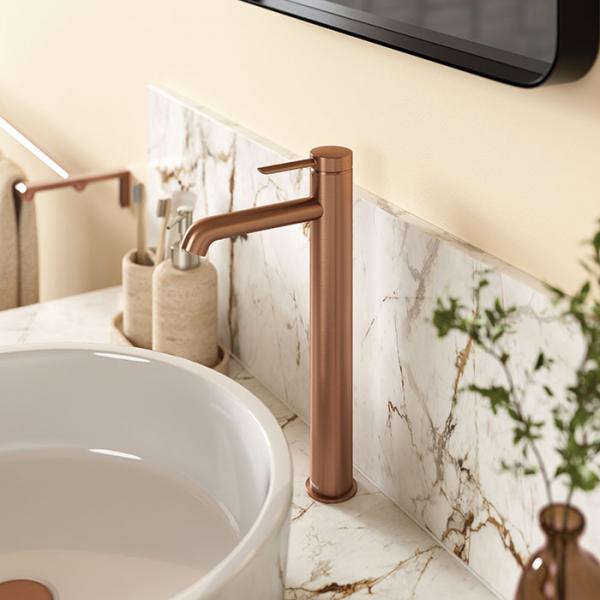 Damixa Iris bowlearmatur m/koldstart u/bundventil - Børstet kobber