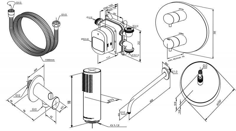 Damixa Silhouet komplet brusesystem til indbygning - Mat sort Damixa Silhouet komplet brusesystem til indbygning - Mat sort
