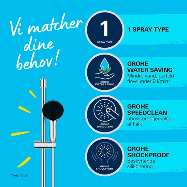 Grohe Vitalio Start 110 brusesæt 1 spray m/Water Saving