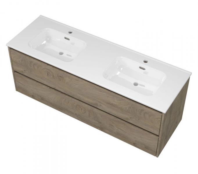 Sanibell Proline 140 møbelsæt m/2 skuffer og dobbeltvask - Rå eg Sanibell Proline 140 møbelsæt m/2 skuffer og dobbeltvask - Rå eg