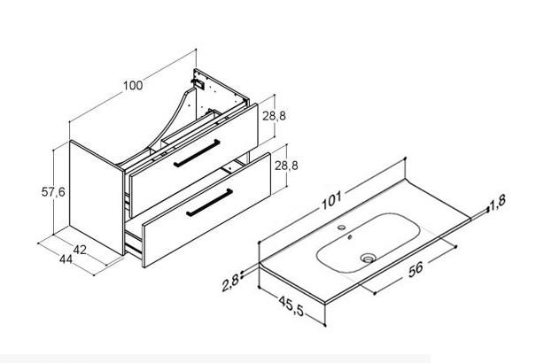 Dansani Mido+ 100 møbelsæt m/Kantate vask - Varm eg Dansani Mido+ 100 møbelsæt m/Kantate vask - Varm eg
