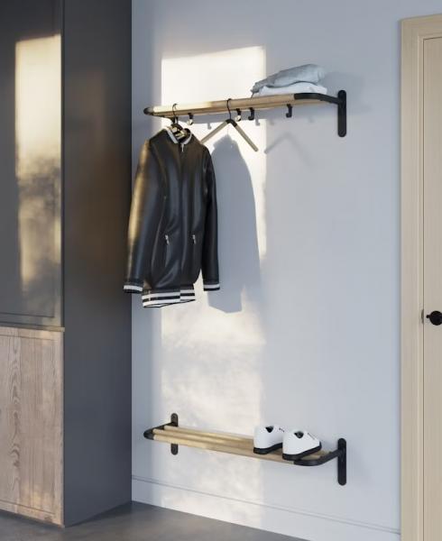 Beslagsboden hattehylde/skohylde - Træ/mat sort Beslagsboden hattehylde/skohylde - Træ/mat sort