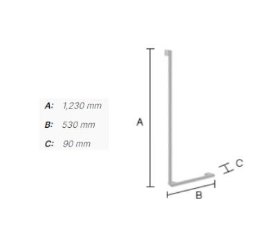 Smedbo Living greb til hjørne m/brusestang - Krom - Venstre Smedbo Living greb til hjørne m/brusestang - Krom - Venstre
