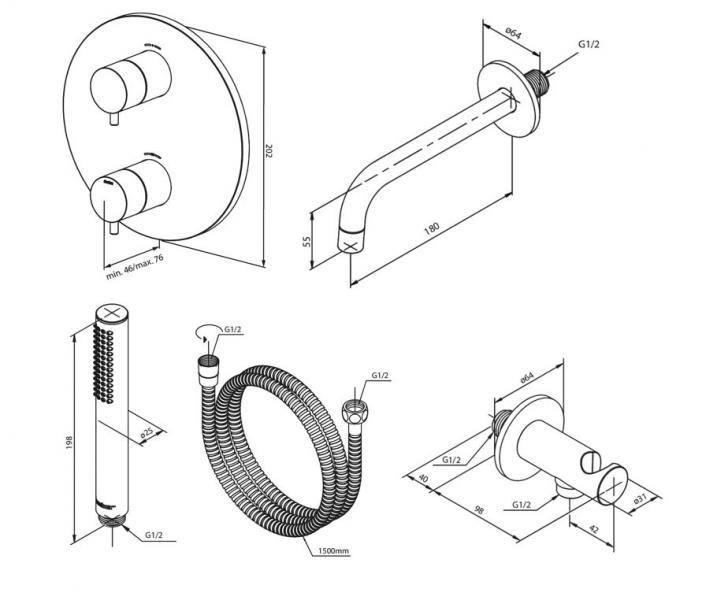 Damixa Silhouet komplet indbygningspakke til badekar – Steel Damixa Silhouet komplet indbygningspakke til badekar – Steel