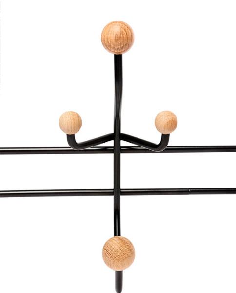 Lastein Sir James Strait knagerække m/4 knager - Sort/valnød Lastein Sir James Strait knagerække m/4 knager - Sort/valnød