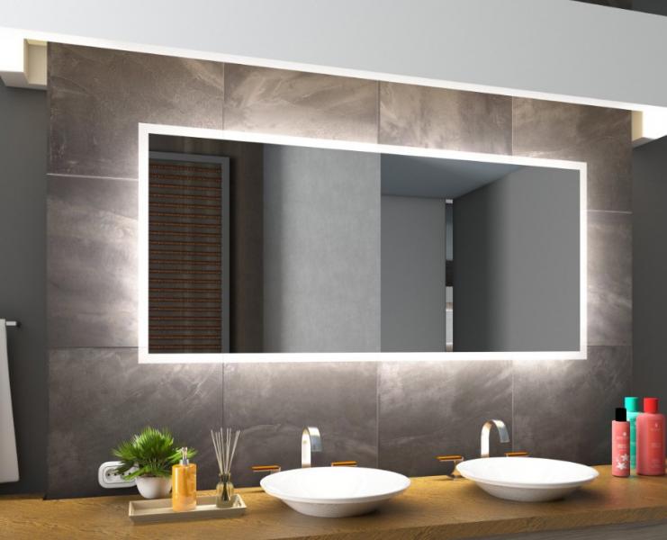 Mie firkantet spejl m/integreret LED lys og backlight - 80 cm Mie firkantet spejl m/integreret LED lys og backlight - 80 cm