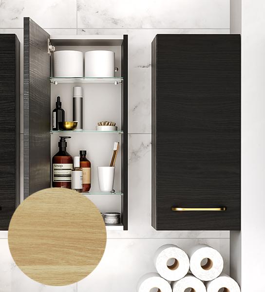 Dansani Mido+ overskab m/3 glashylder - Højrehængslet - Varm eg Dansani Mido+ overskab m/3 glashylder - Højrehængslet - Varm eg