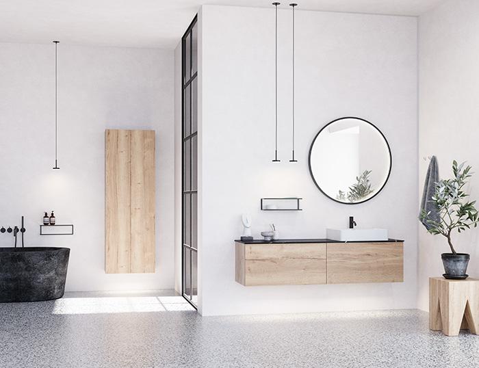 Dansani Luna Urban 160 møbelsæt m/Cube håndvask og skuffer - Natur eg