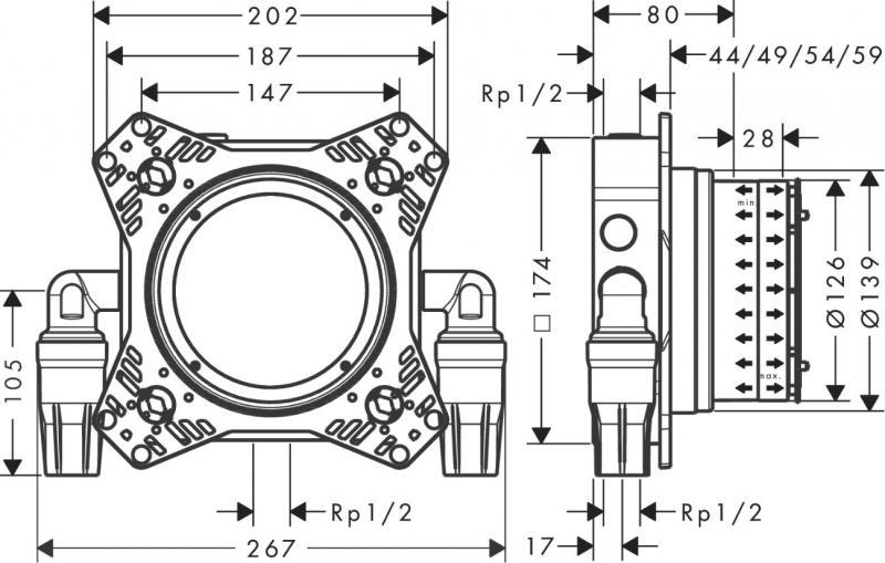 hansgrohe DuoTurn Tecturis komplet badekararmatur t/indbygning - Krom hansgrohe DuoTurn Tecturis komplet badekararmatur t/indbygning - Krom