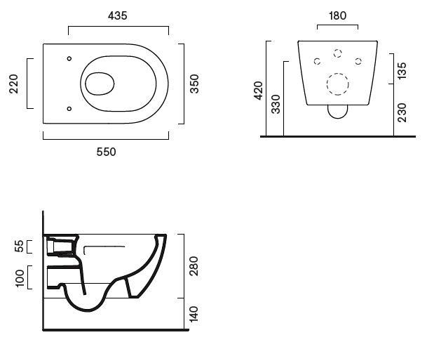 Catalano Sfera 55 mat sort toiletpakke inkl sæde m/SoftClose, cisterne og betjening i hvid