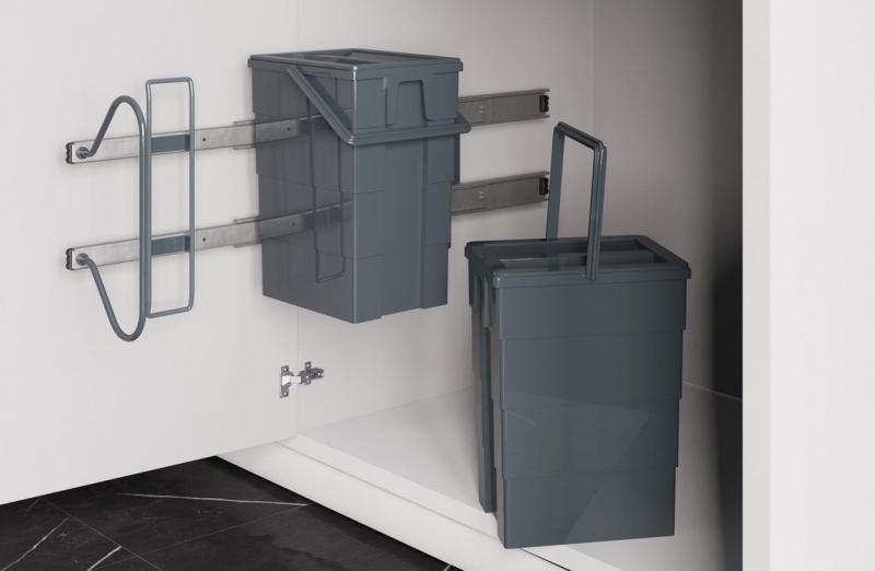 Affaldssystem m/udtræk og 2 spande Affaldssystem m/udtræk og 2 spande
