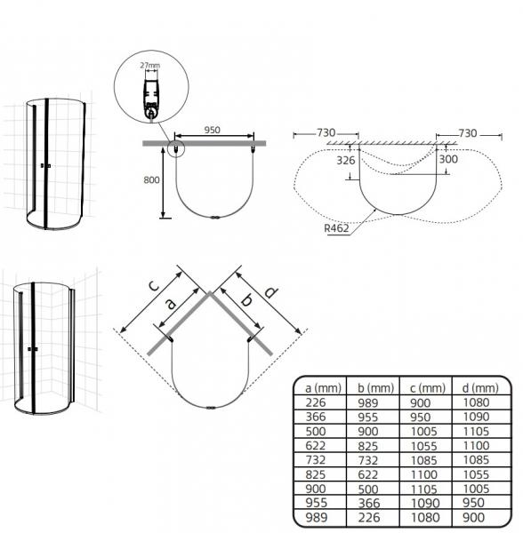 Hafa Igloo PRO U bruseniche til lige bagvæg eller hjørne - 80x95 cm Hafa Igloo PRO U bruseniche til lige bagvæg eller hjørne - 80x95 cm