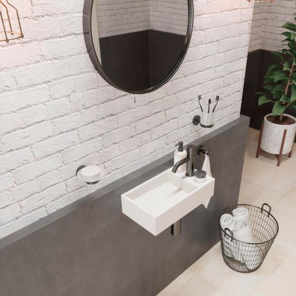 Ideavit Solidcube 40 håndvask t/væg - Vendbar - Uden overløb - 1 hanehul