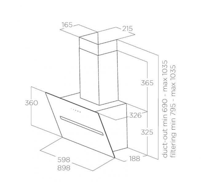 Eico Shy-S BL/A/90 emhætte til vægmontering - Sort Eico Shy-S BL/A/90 emhætte til vægmontering - Sort
