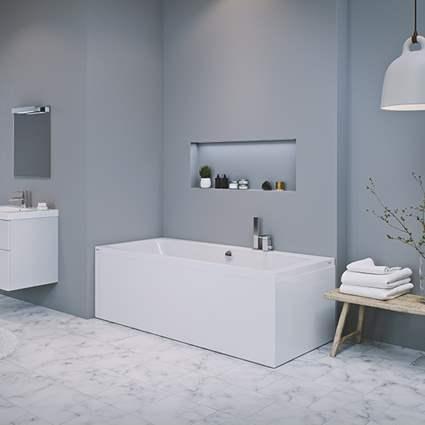 Strømberg Quantum badekar t/indbygning - 150 x 70 - 1 ryglæn - m/Carronite Strømberg Quantum badekar t/indbygning - 150 x 70 - 1 ryglæn - m/Carronite