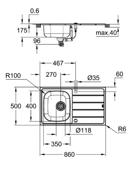 Grohe K200 køkkenvask m/afløbsbakke Grohe K200 køkkenvask m/afløbsbakke