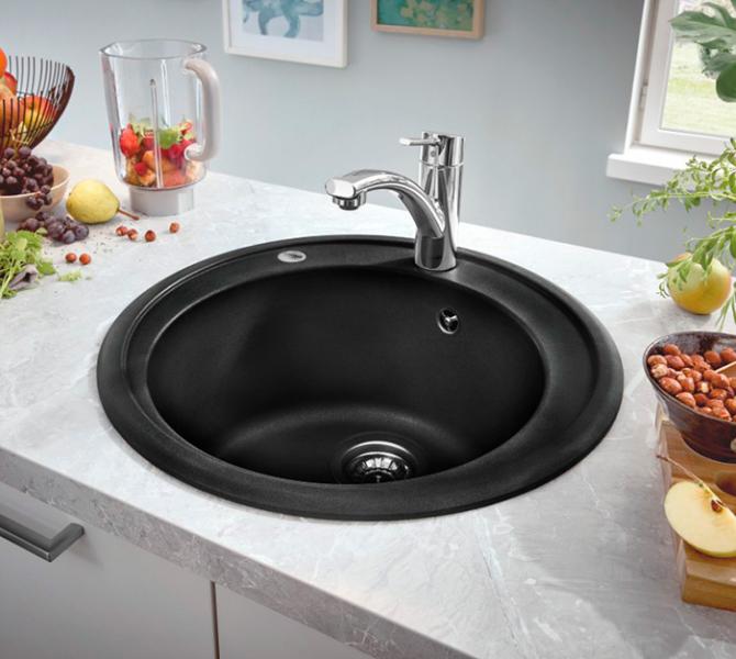 Grohe K200 rund køkkenvask i komposit - Sort granit Grohe K200 rund køkkenvask i komposit - Sort granit