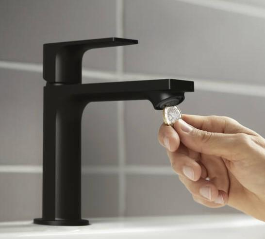 hansgrohe Rebris E 110 håndvaskarmatur m/Coolstart og løft-op bundventil - Mat sort