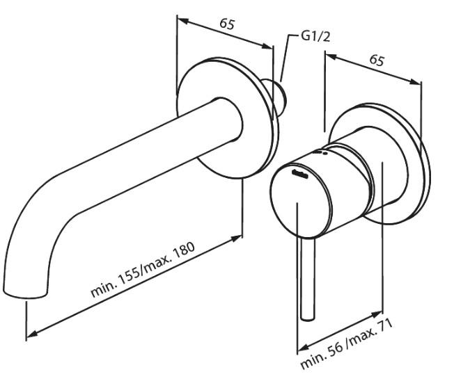 Damixa Osier armatur til indbygning i væg - Børstet kobber Damixa Osier armatur til indbygning i væg - Børstet kobber