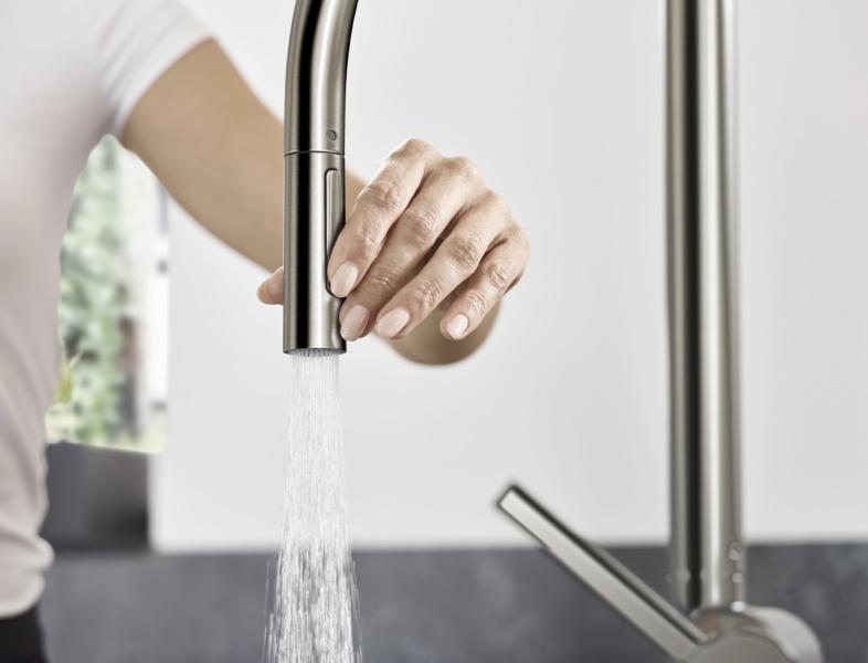 hansgrohe Talis M54 køkkenarmatur 210 m/C-tud og udtræk - Rustfrit stål finish