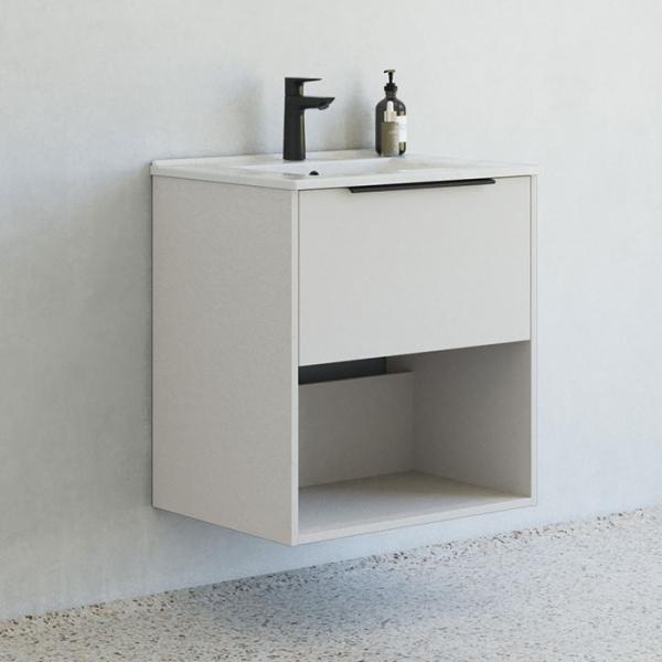Dansani Mido+ Classic 61 møbelsæt m/Amber vask, 1 skuffe og åbent rum - Mat sand Dansani Mido+ Classic 61 møbelsæt m/Amber vask, 1 skuffe og åbent rum - Mat sand